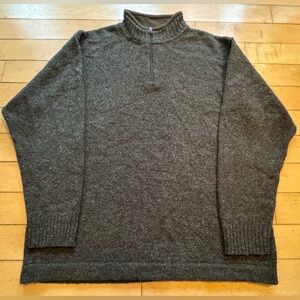 Woolrich 100% wool quarter zip long sleeve moss green dark gray sweater men’s XL